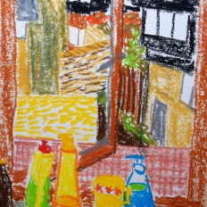 A quick Nicholson inspired drawing from the kitchen window.